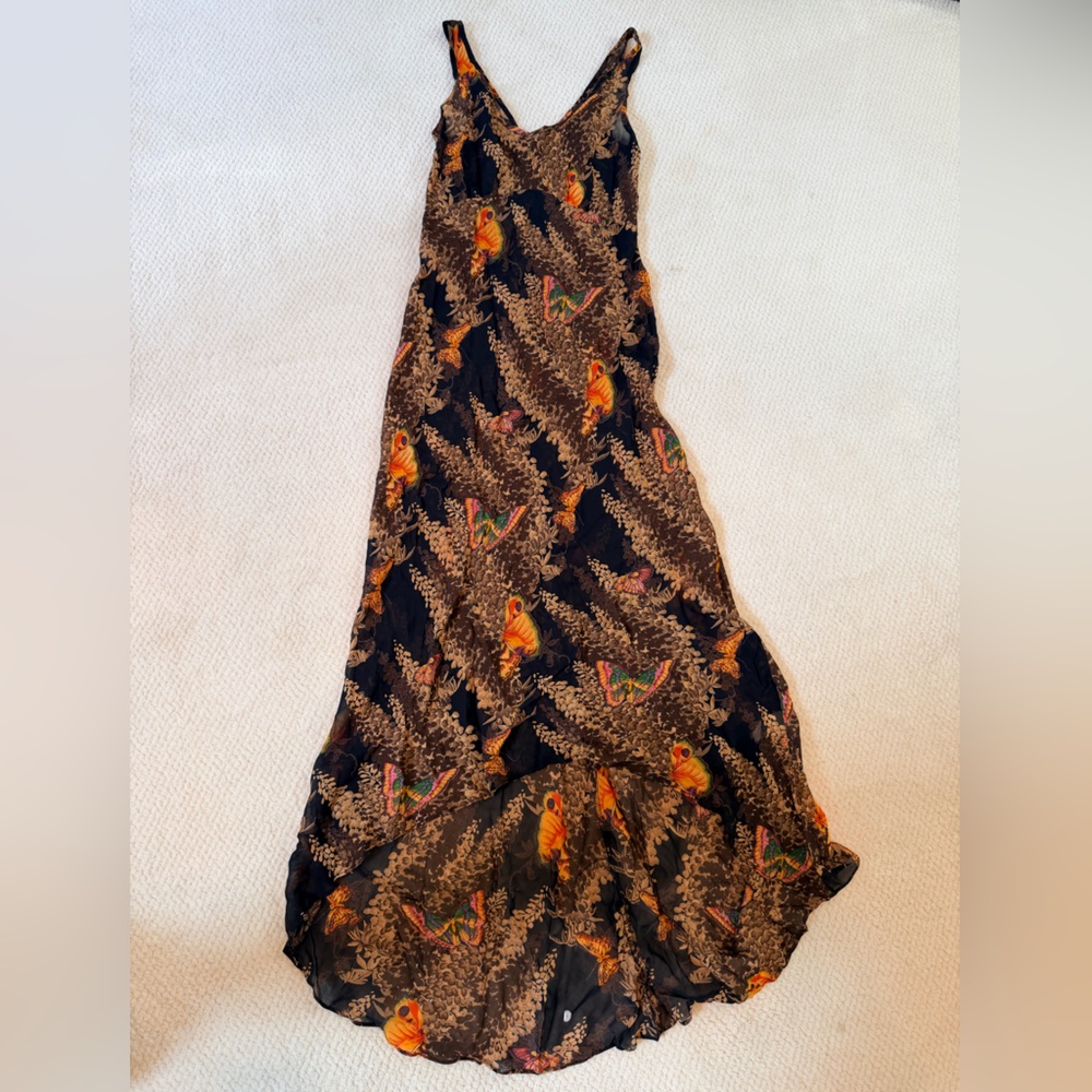 Rare 90s Betsey Johnson silk floral & Butterfly maxi dress